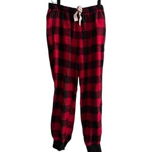 Hollister‎ Sleep Jogger Pants Women Small Red Black Buffalo Plaid Lounge Pajamas